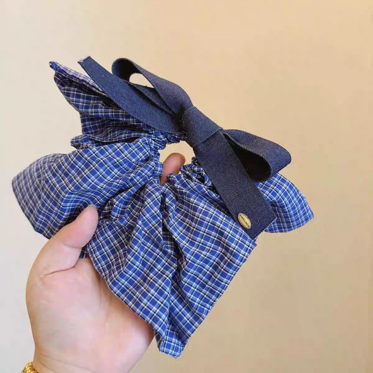 New Chinese blended style square scarf large intestine scrunchie women's large high-end square headband low ponytail hair tie hair accessory