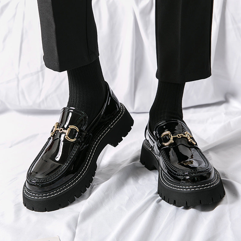 Foreign trade men's casual leather shoes men's round toe british shiny men's shoes business black overalls youth casual shoes wholesale