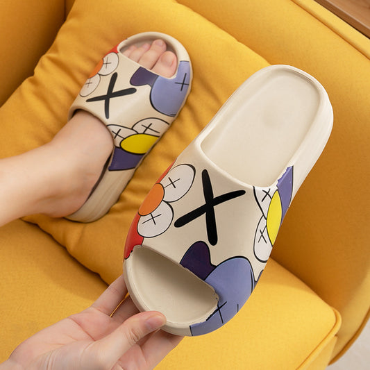 Children's slippers are worn outside in summer, non-slip boys, girls, parents, middle-aged and older children, indoor graffiti coconut sandals