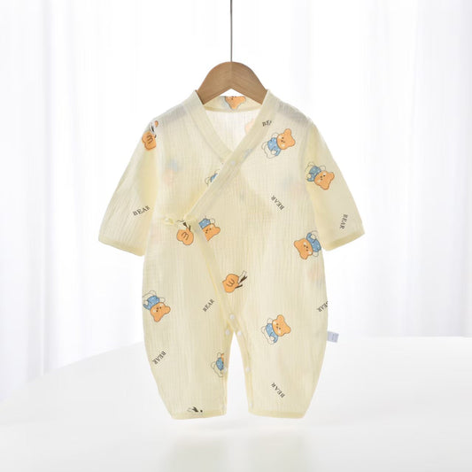 Baby onesies, monk clothes, gauze belly protection, boneless class A newborns, summer baby thin climbing clothes