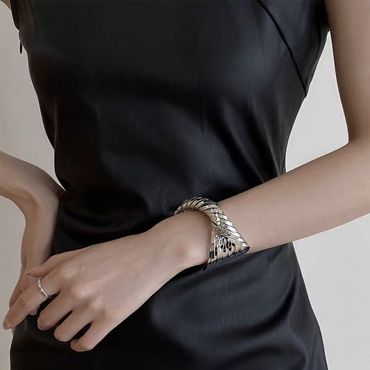 European and American new cross wrap opening adjustable bracelet women's retro personality twist bracelet fashion armband bracelet