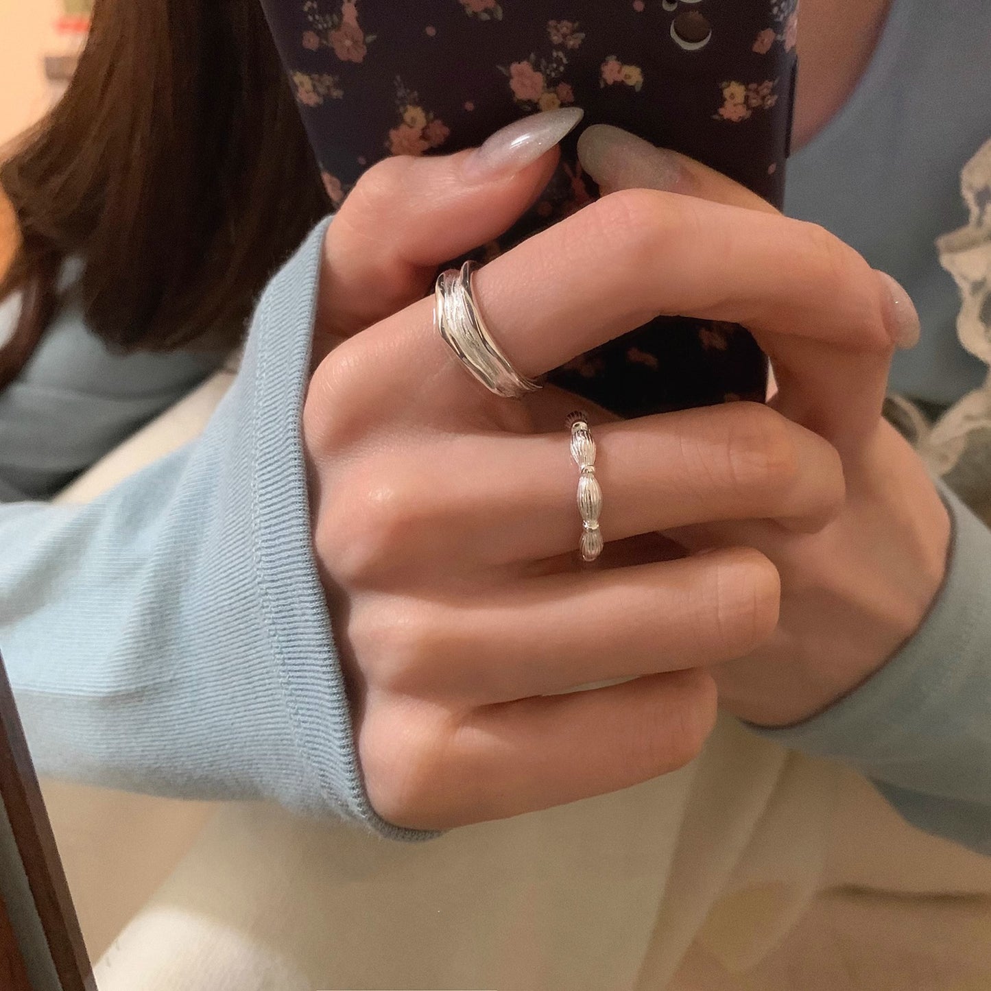 South Korea's new plain ring women's niche ins high-end sense opening adjustable ring wholesale foreign trade cross-border ring