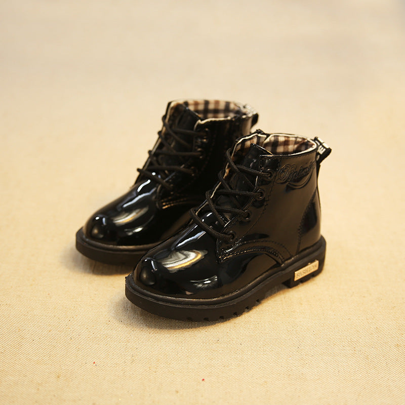 Children's Martin boots 2026 fall/winter Korean version of AliExpress boots warm shoes girls' snow boots boys' leather shoes non-slip