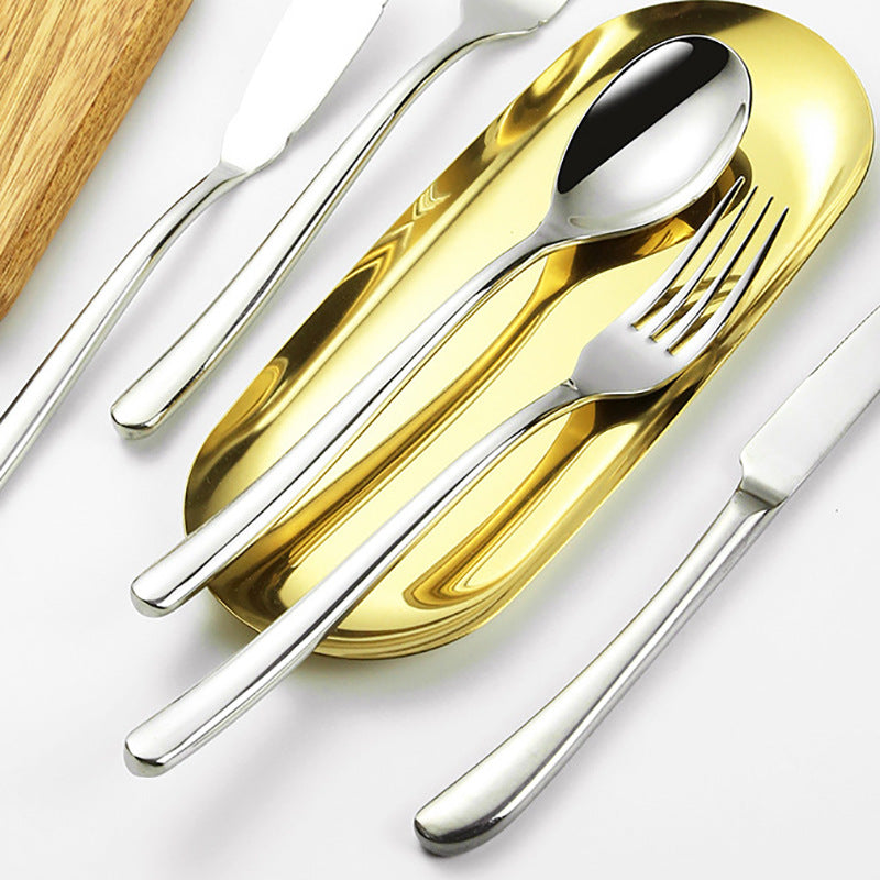 French Moonshine Series Stainless Steel Cutlery Knife, Fork and Spoon Set Titanium Plated Coffee Spoon Steak Knife Western Hotel Gifts
