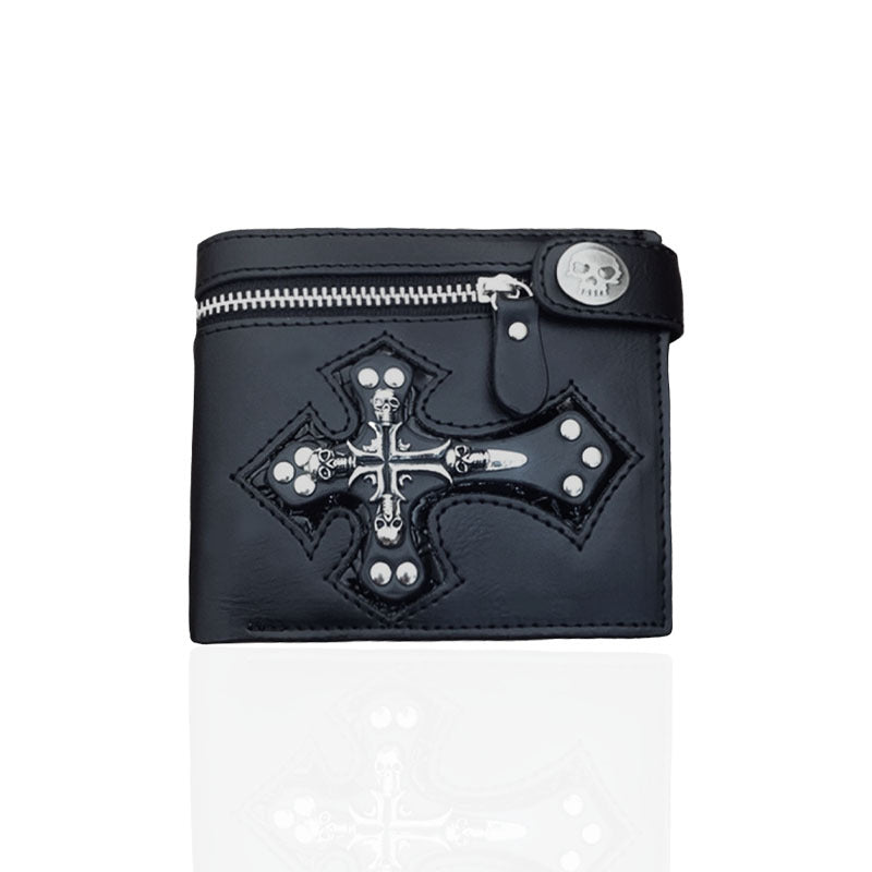 Explosive personality men's wallets, skull crosses, anti-theft chains, motorcycle coin purses, rivet wallets