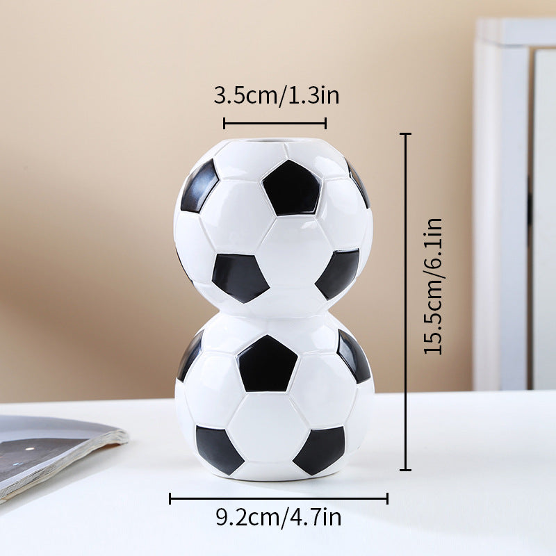 New cross-border ceramic football vase hydroponic flower pen holder creative living room decoration World Cup fan ornament