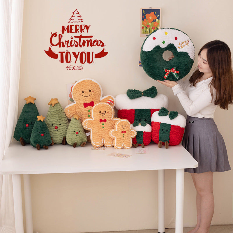 Colorful christmas day decoration pillow plush toy doll gingerbread man christmas doll gifts wholesale
