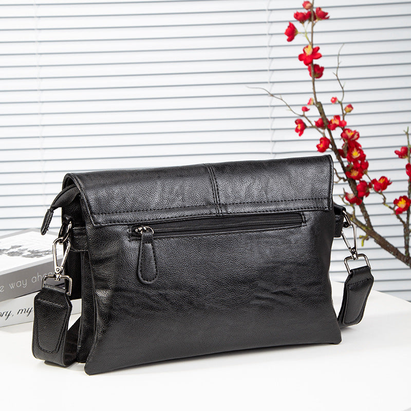 Men's trendy shoulder bag, ultra-thin document bag, casual large capacity high-end sense of one-shoulder crossbody fashion casual men's bag