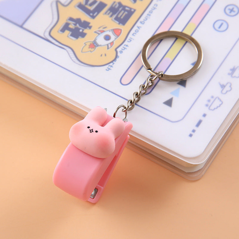 Creative cute cartoon mini stapler students carry keychain pendant small office binder wholesale