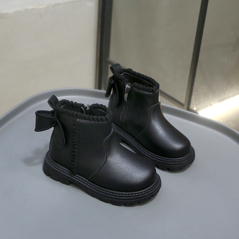 Girls' boots autumn and winter children's boots 2025 new children's shoes wholesale little girls' shoes bow princess boots