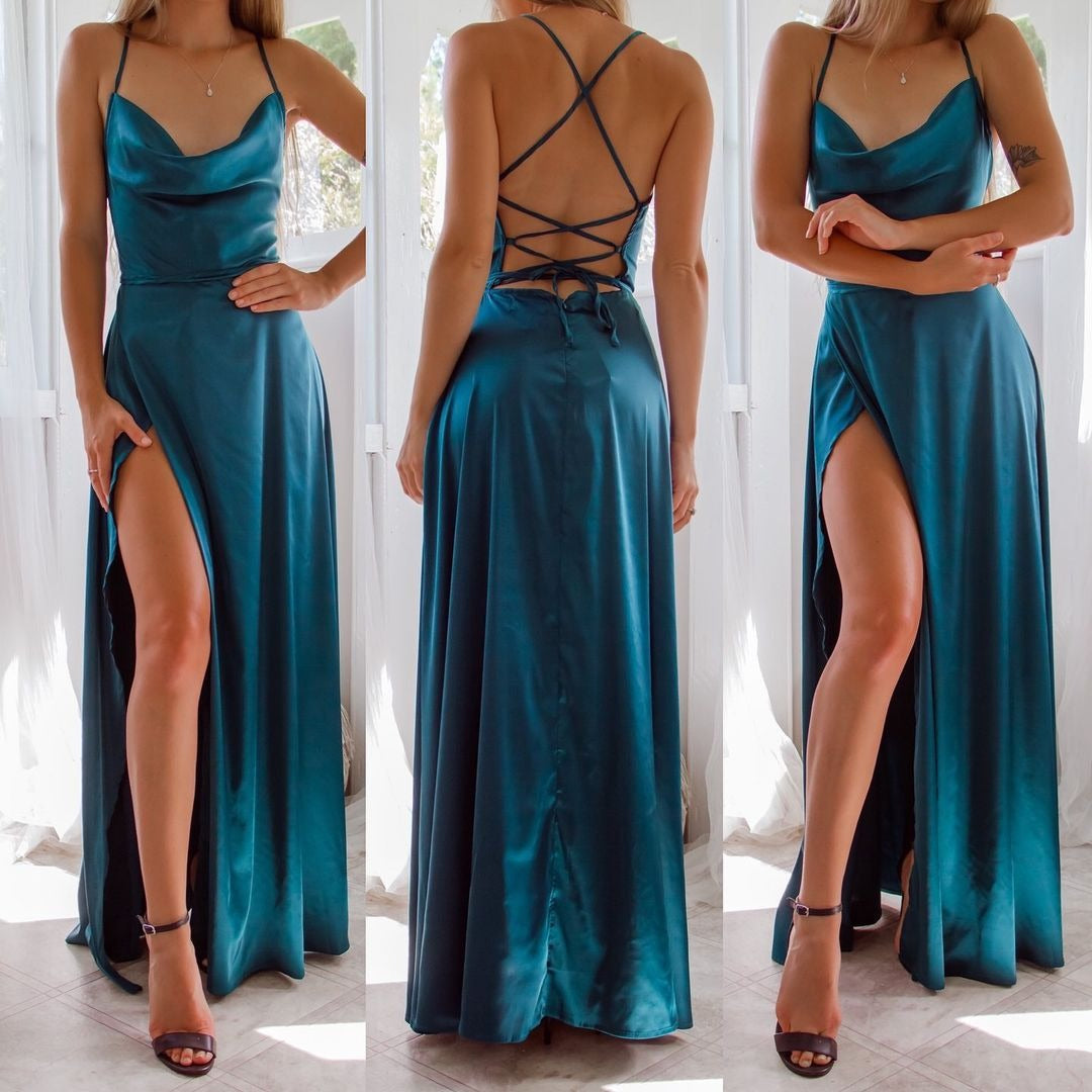 2024 new European and American foreign trade women's clothing sexy slim slim backless Amazon suspender waist dress long skirt
