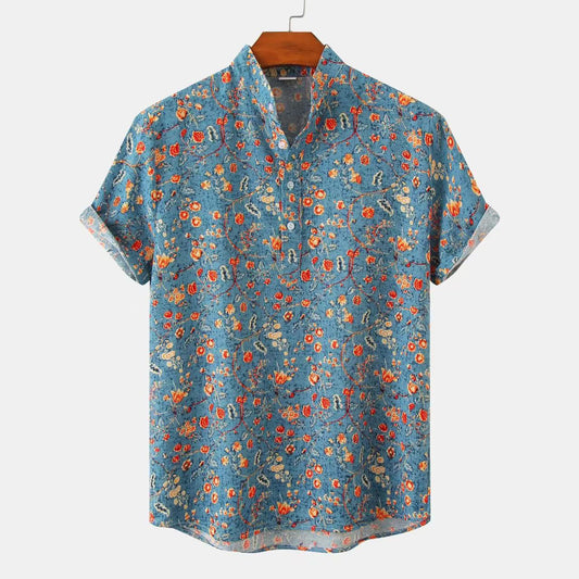 2025 summer new foreign trade fancy beach short sleeve shirt cross-border european and american size summer camouflage print shirt men