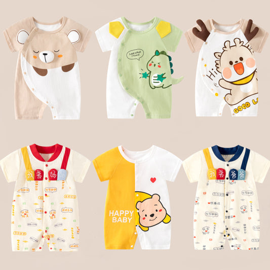 Cross-border exclusive for infant onesies, summer cotton short-sleeved baby Hayi may be super cute cartoon Hayi summer thin