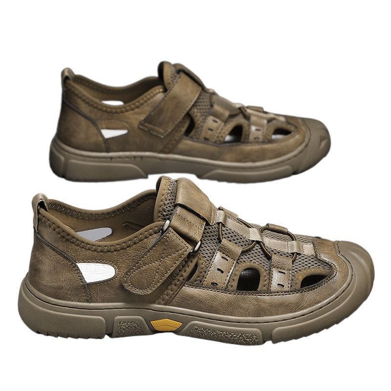 Brand men's shoes 2024 new summer breathable mesh casual sports beach shoes toe sandals