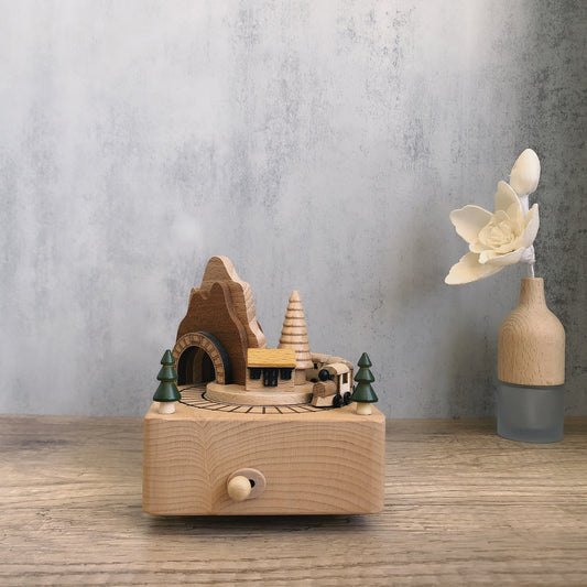 Cave train, wooden music box, handmade solid wood music box, home ornaments, creative gifts, souvenirs, gifts