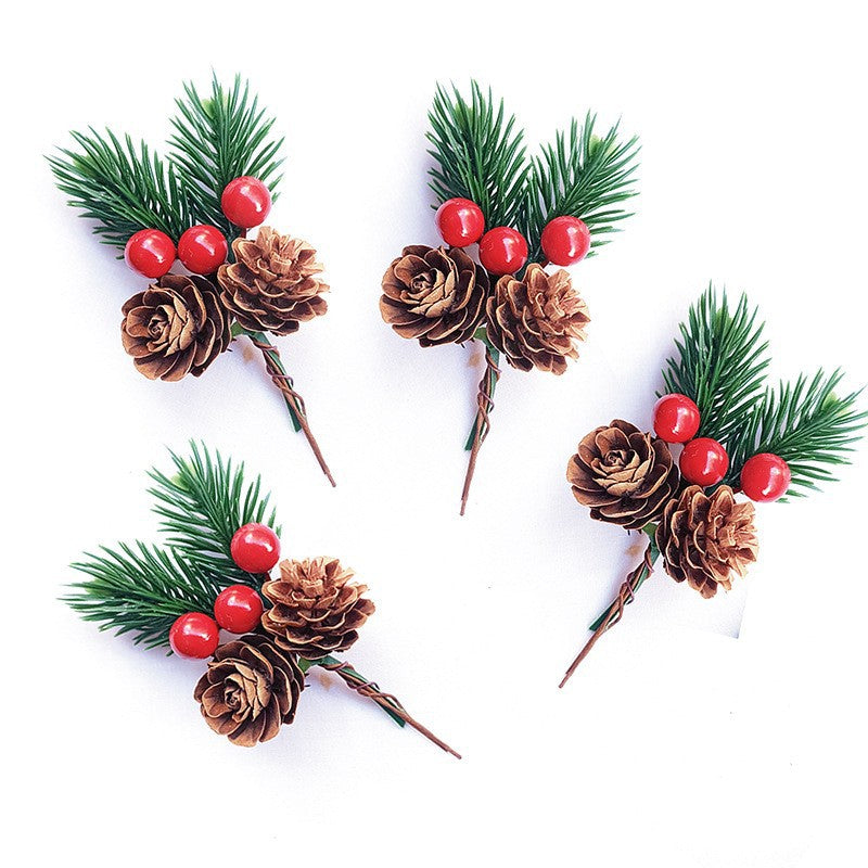 Christmas Pine Needle Pine Cone Christmas Gift Decoration Christmas Eve Gift Box Packaging Simulated Pine Cone DIY Garland Bouquet