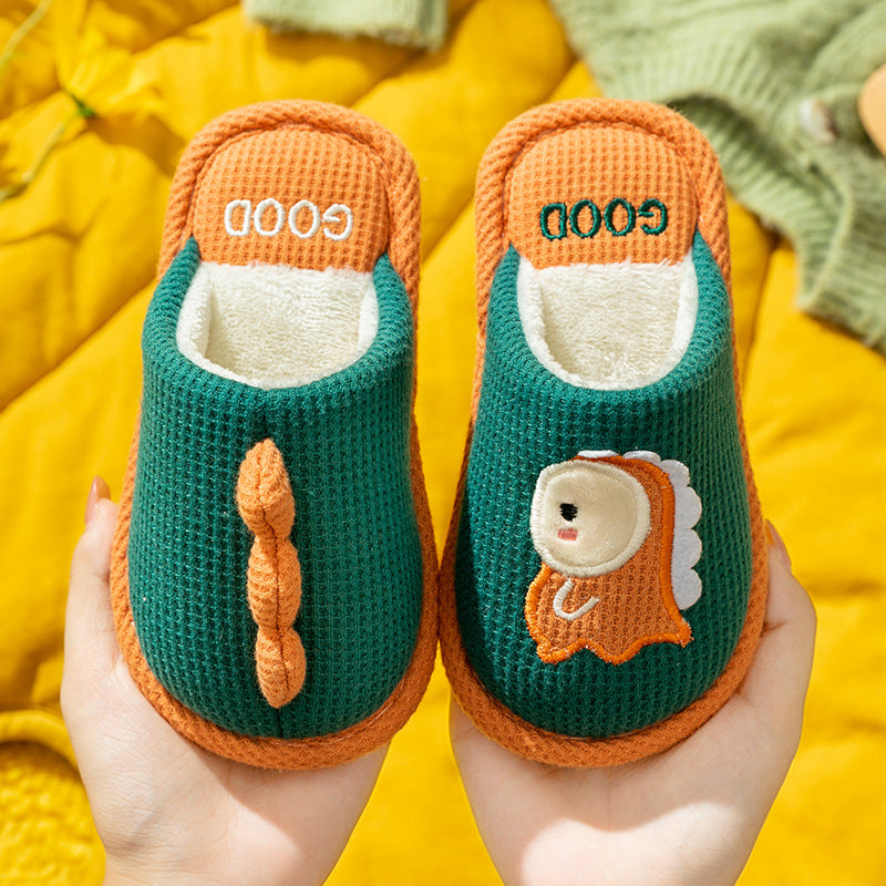 Children's linen slippers home parent-child slippers cute cotton and linen household floor slippers anti-slip sweat resistant cotton slippers