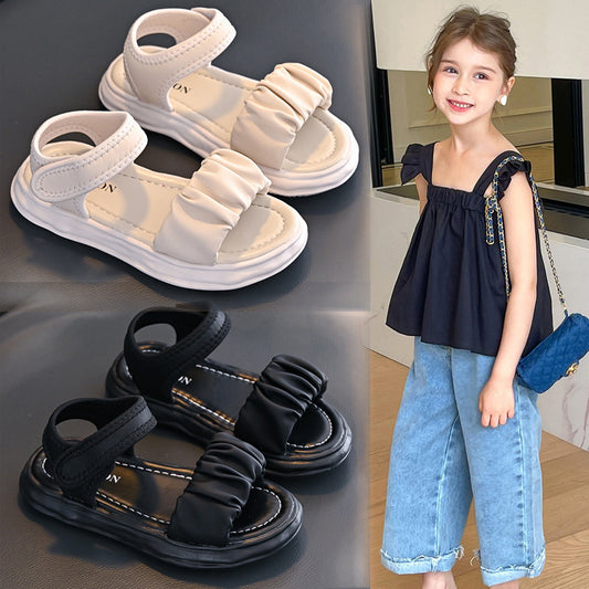 Girls' Sandals 2024 Summer New Children's Sports Soft Sole Large Children's Student Shoes Girls' Foreign Princess Shoes