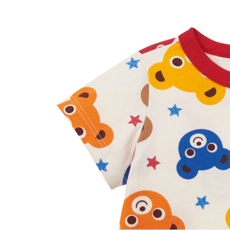 Children's clothing: boys and women's cartoons, Japanese fashion brands, printed stars, bear heads, short-sleeved tops, T-shirts, and T-shirts