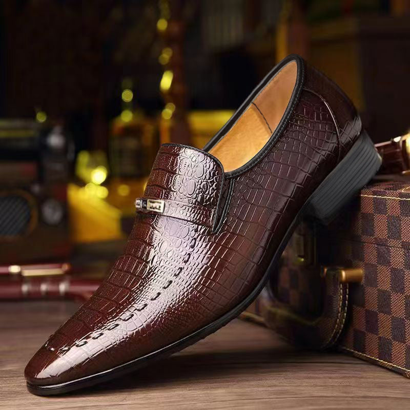 Aofu Shoes 3195 Imitation Crocodile Men's Leather Shoes Plus Size Low Top Men's Casual Shoes Embossed Leather Shoes