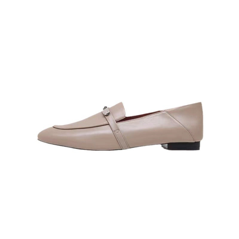 Loafers women's flat single shoes 2025 spring and autumn new beanie shoes leather lazy people one foot European and American small leather shoes