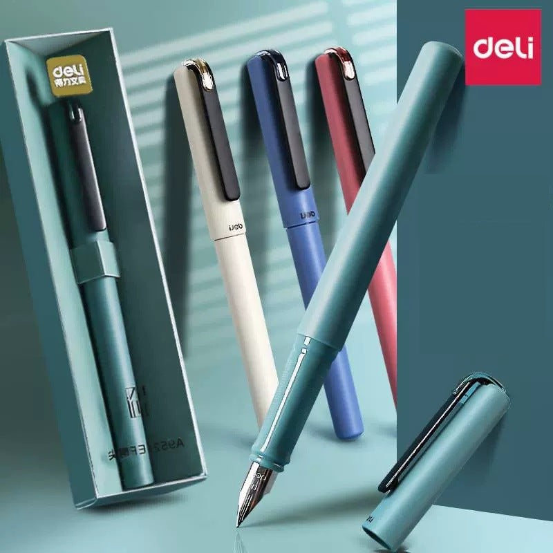 deli Deli A952 fountain pen for students of primary school students practicing words fountain pen can replace the ink sac Zhengzi beginner with a pen engraving