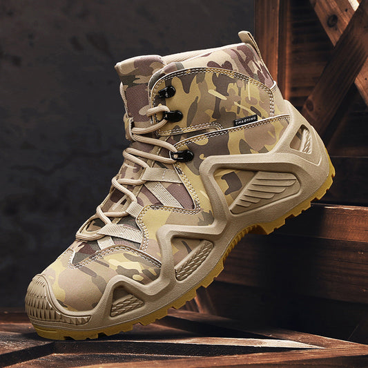 Cross-border popular plus-size 46 martin boots men's shoes high-top hiking shoes anti-slip increase camouflage outdoor training tactical shoes
