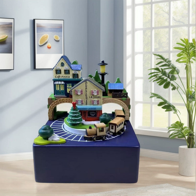 2025 New Christmas Music Box Wooden Crafts Creative Christmas Gift Merry Christmas Clockwork Music Box