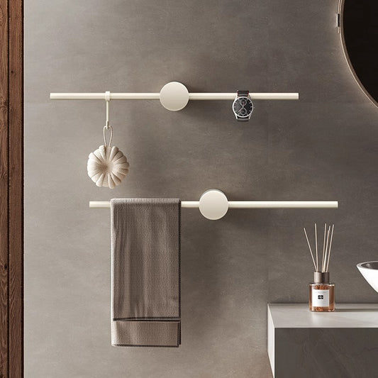 All copper cream wind white bathroom minimalist towel bar non-punch toilet single bar bath towel rack light luxury towel rack