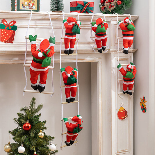 Cross-border Christmas Static Ladder Santa Claus Pendant Shop Window Decoration Christmas Tree Pendant Gift