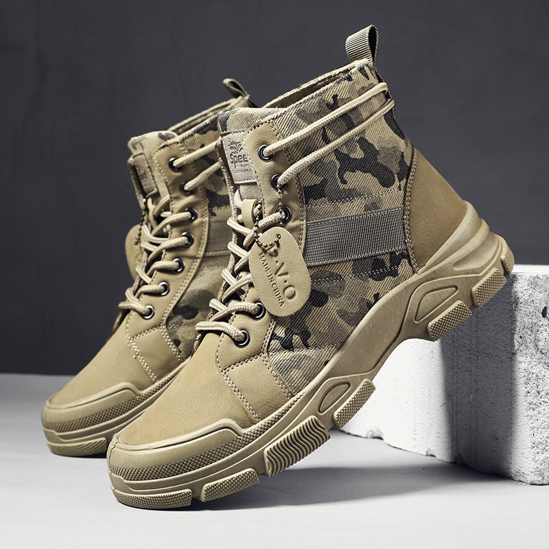 Popular outdoor trend martin boots plus size four seasons cloth men's boots camouflage pattern velvet thickened boots wholesale