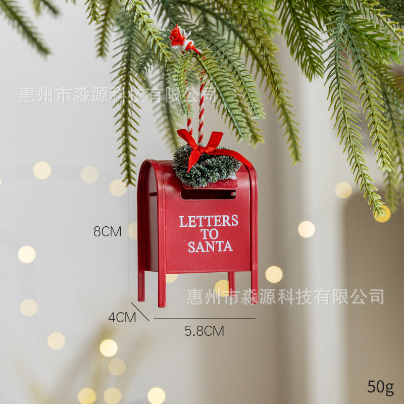 Cross-border Christmas wreath mailbox pendant Christmas tree decoration desktop landscaping ornament festive atmosphere decoration