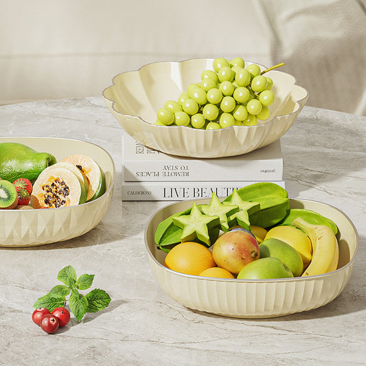 ins wind cream wind square round flower type fruit bowl PET plastic fruit and vegetable household large capacity simple fruit basket