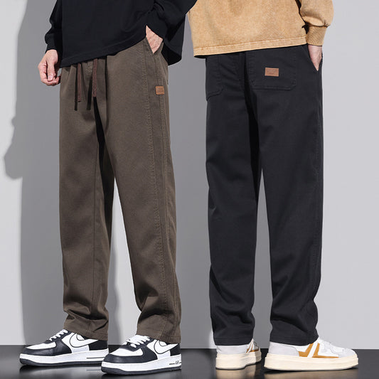 Spring Autumn 2024 New Loose Casual Pants Men's Thickened Straight Leg Cargo Pants Men's Versatile Wide-Leg Long Pants