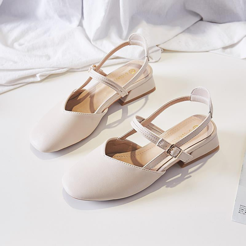 Baotou sandals women's summer heel 2024 new Korean version versatile student fairy style retro block heel strap single shoes