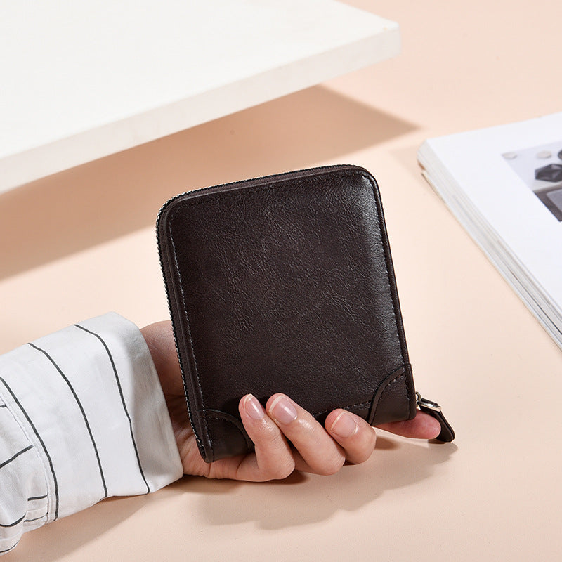 European and American business men's short wallet multi-functional classic fashion trend clip full material men's multi-card coin purse