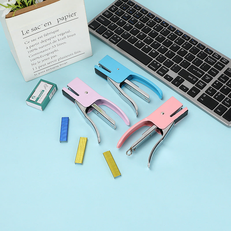 Manufacturer: Macaron colored metal hand holding stapler No. 10 labor-saving packaging machine small office binder