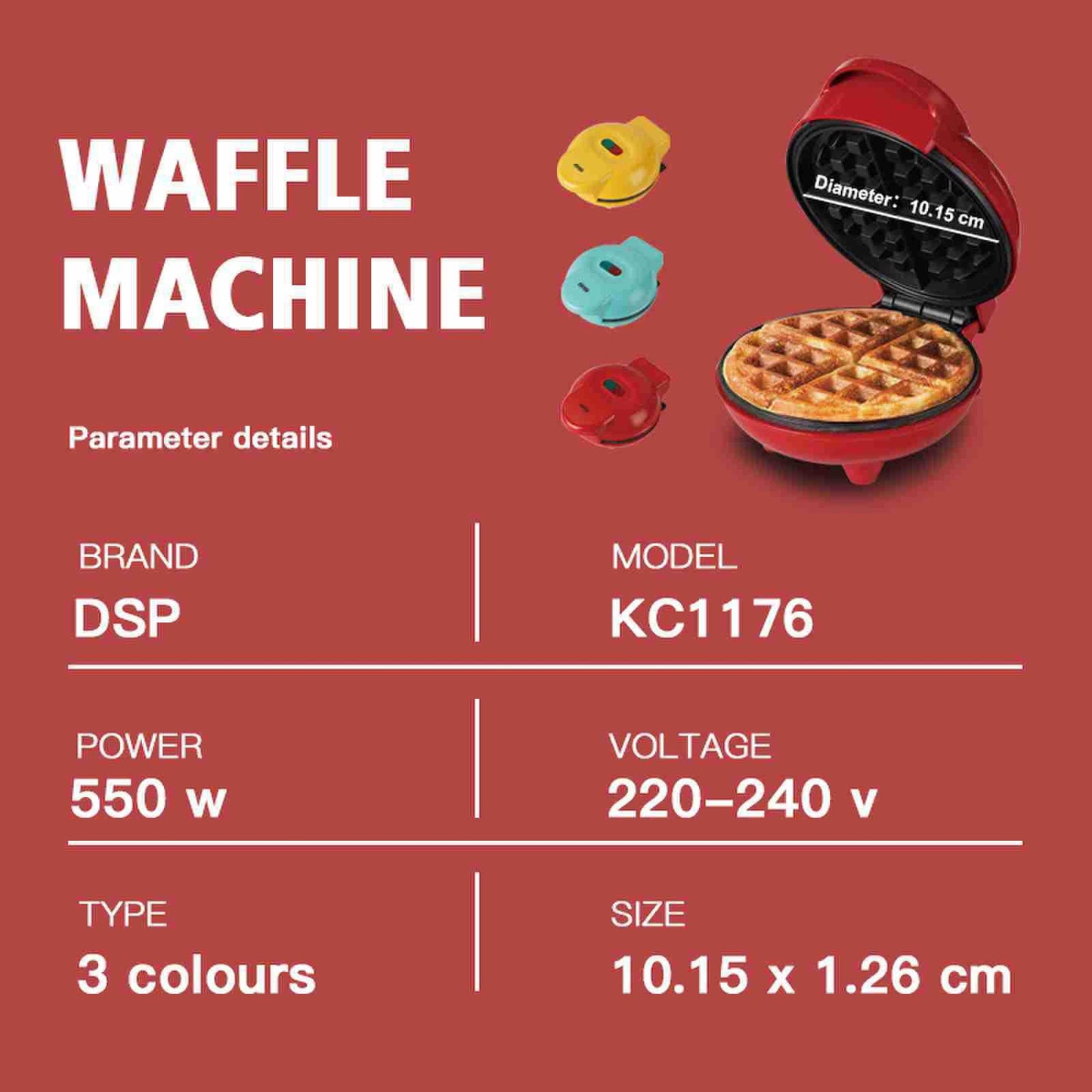 DiscontinuedDSP Multifunctional Household Electric Cake Pan Waffle Maker Egg Cone Cake Sandwich Breakfast Maker Mini Lightweight