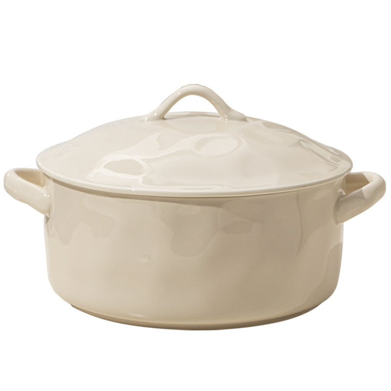 Binaural soup bowl household big bowl with lid high-quality deep noodle bowl soup pot large ceramic drink soup soup 2023 new