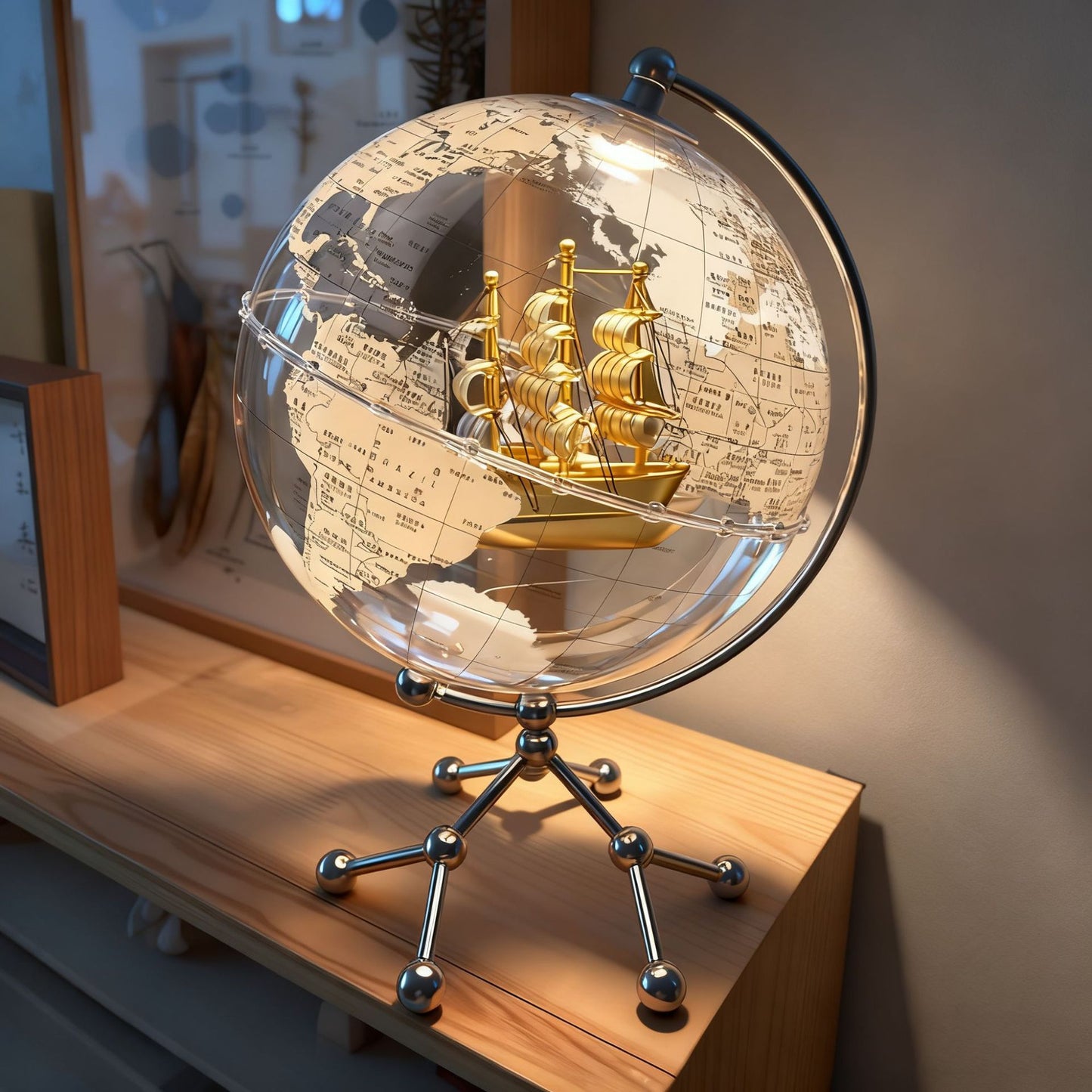 Creative transparent globe ornament, living room, office, study, desktop decoration, large ornament, night light, birthday gift