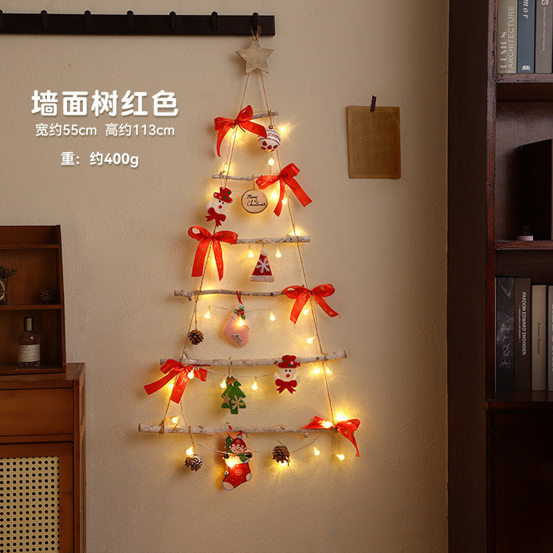 Christmas Christmas decoration wall luminous Christmas tree Christmas ornament pendant pine cone rattan pendant