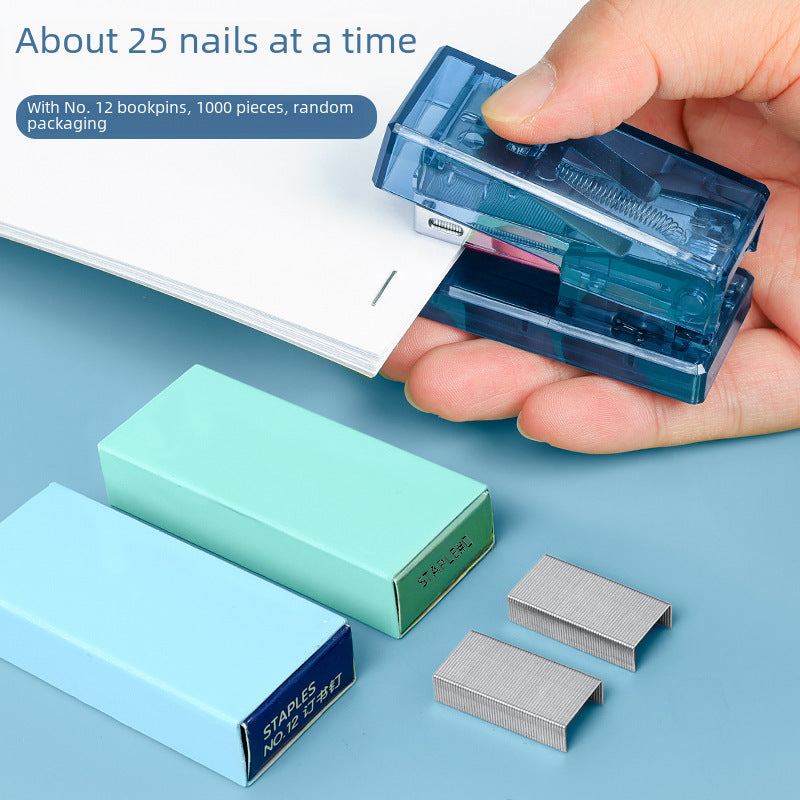 Huajie manufacturers wholesale transparent mini stapler student stapler No. 12 small household multi-function book machine