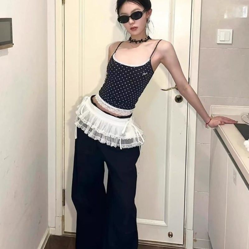 Korean lace layered cake skirt skirt, elastic waist fart curtain versatile lace