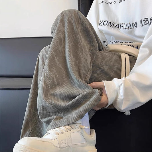 2025 New Loose Casual Pants Men's Korean Version Trendy Versatile Pants Summer Thin Drop Feeling Wide-leg Mop Pants