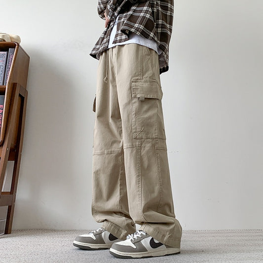 Foreign trade cotton American cargo casual pants men's spring and summer loose sports outdoor versatile wide-leg straight-leg pants cross-border