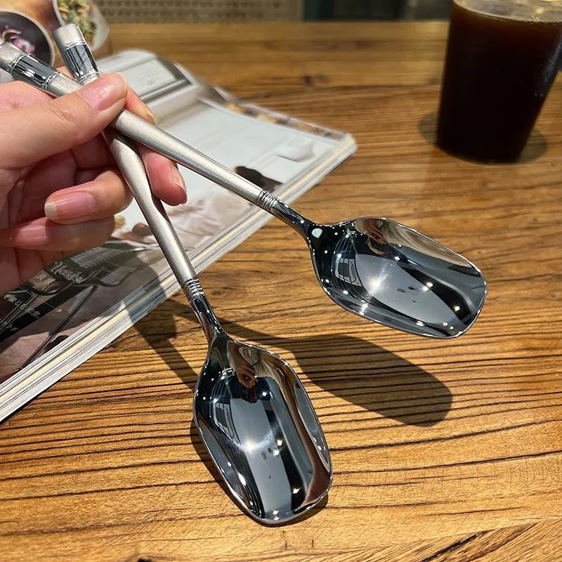 High-value stainless steel spoon household student children's eating spoon thickened long handle adult soup spoon coffee spoon
