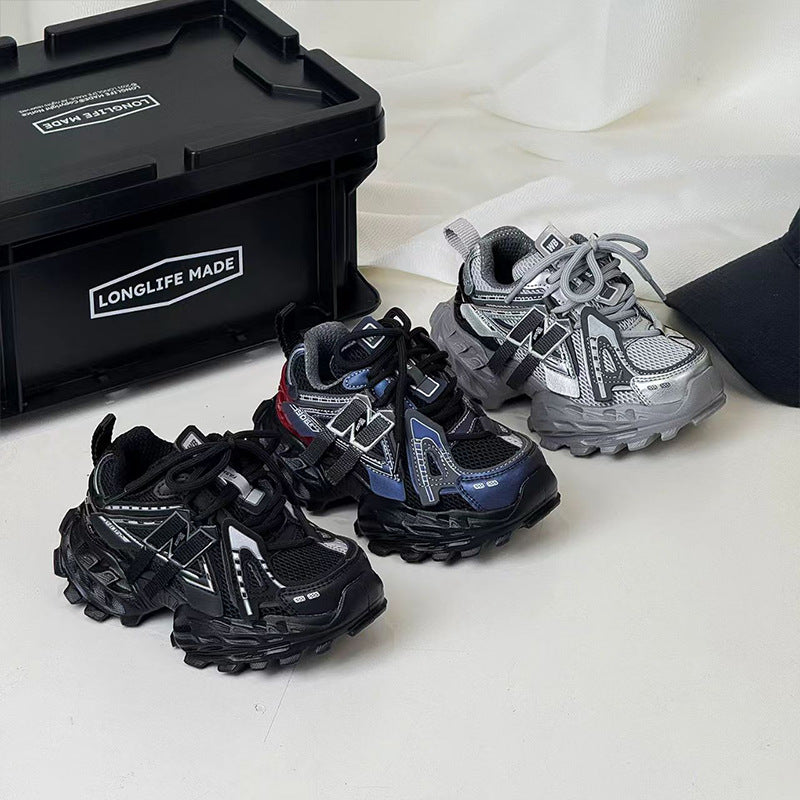 Children's Sneakers Fall 2026 New Breathable Tire Sole Running Shoes for Boys Fashion Mesh Daddy Shoes for Girls