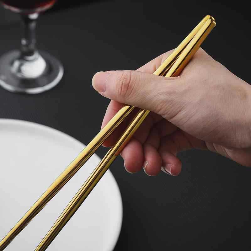 304 stainless steel spoon chopstick set Japanese Korean gold long-handled spoon household solid spoon soup products bibimbap spoon
