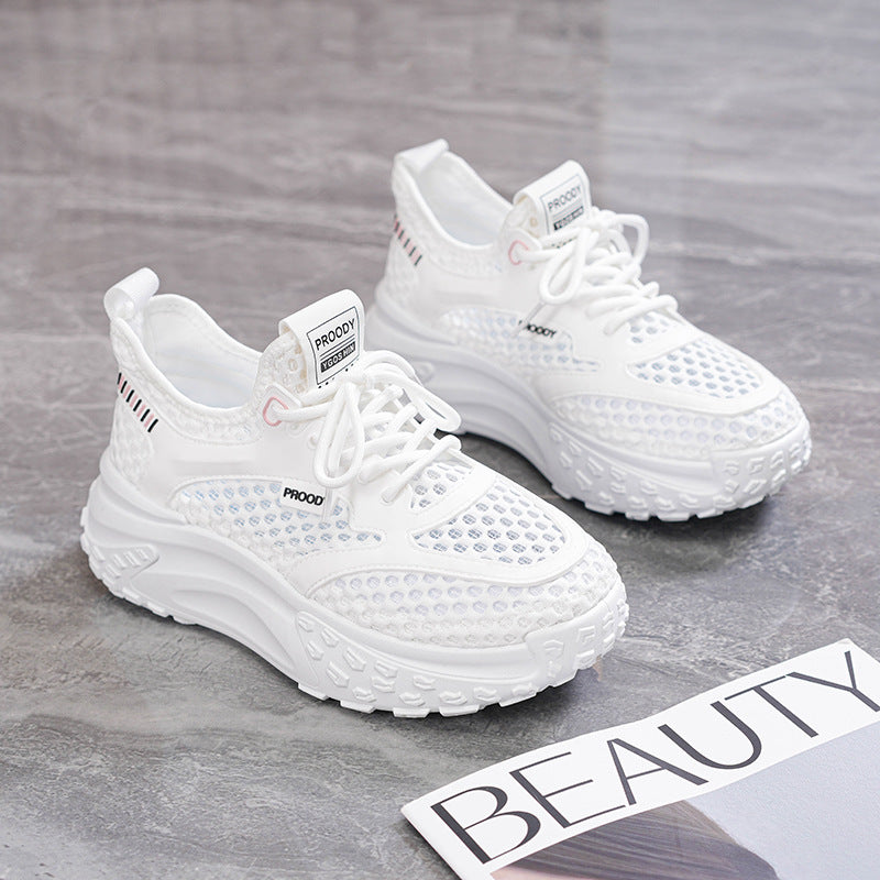 Running Shoes Women's Student 2024 New Summer Daddy Women's Shoes Mesh Breathable Lightweight Softsole Shock-Absorbing Sneakers