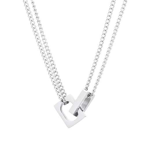 Titanium steel necklace boys do not fade, new high-end accessories, ruffian handsome men, decoration rings, interlocking light luxury collarbone chains